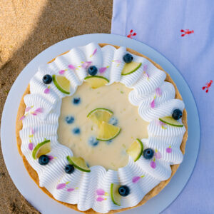 Tarte de lima e mirtilos de Verão